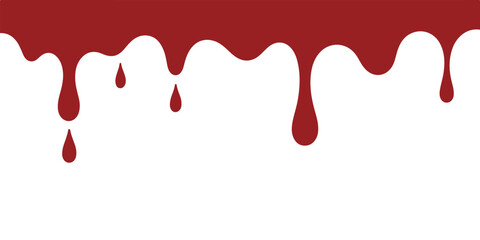 Red blood dripping down, isolated on white background, creating a spooky effect