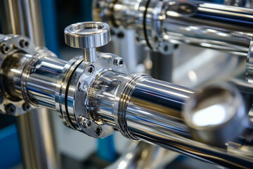 Obraz premium Stainless steel pipe connection with precision fittings Generative AI