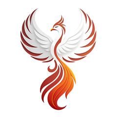 3d abstract phoenix with fiery arcs and gradient tones, minimalist design for transformation themes