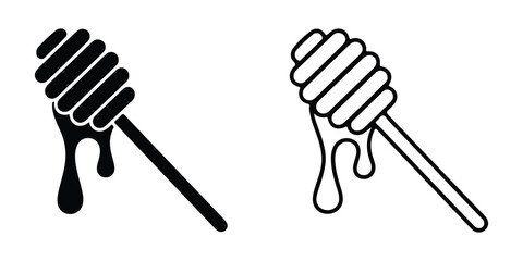 Two honey dipper icons in black isolated on white background