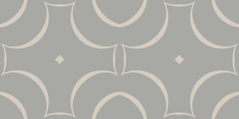 A geometric pattern featuring soft, curved lines and diamond shapes forms an elegant, repeating design. The color palette is neutral, with shades of gray and beige providing a calming aesthetic.