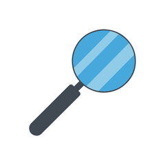 Blue magnifying search icon flat style vector isolated on white background 