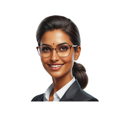 Confident Indian Businesswoman with Glasses Smiling