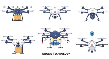 Drone technology vector illustration for design and print projects in modern flat style