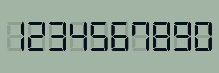LCD Digital Display. Digital Numbers Vector