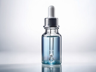 serum glass bottle with dropper on white background