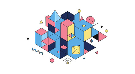 Geometric abstract composition vector illustration in flat style for modern art design