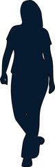 Woman walking silhouette vector icon for fashion app, boutique store, or feminine blog graphics. Sleek and modern design.