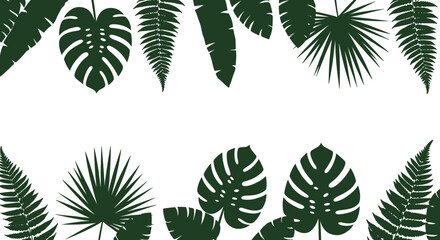 Tropical leaf border vector illustration for jungle theme design