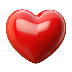 3d rendered glossy red heart isolated on transparent background