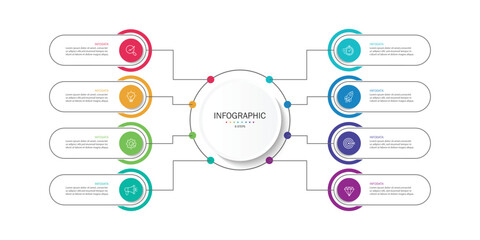 8 options to success design Infographic templates, Diagrams. Vector illustration.