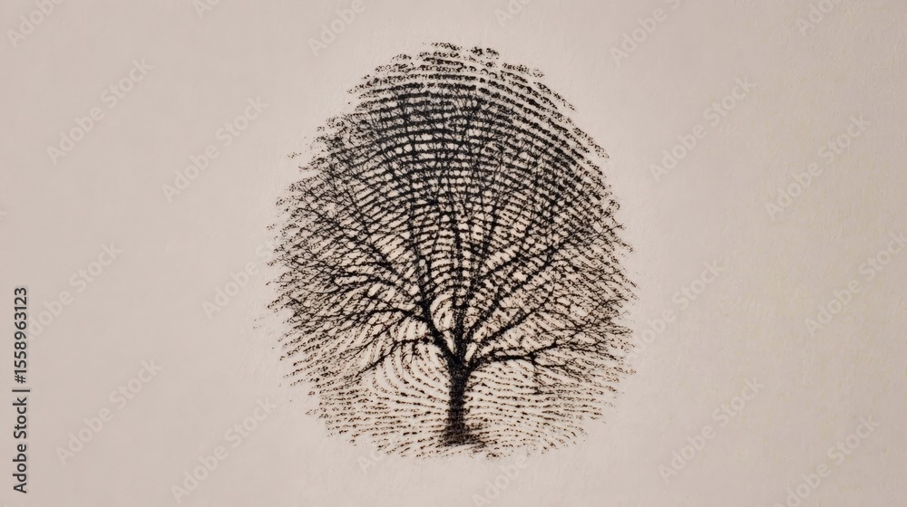 Fototapete fingerprint creates a detailed representation of a tree on a simple background illustrating natures 