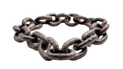Circle of Shackles: An antique iron chain arranged in a closed circle, symbolizing themes of bondage, constraint, and interconnectedness.