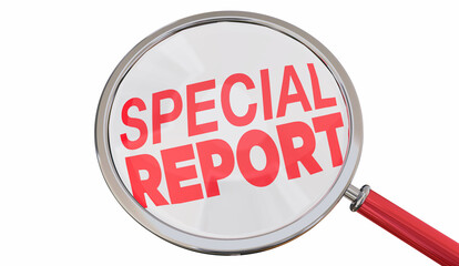 Special Report Magnifying Glass Close-up Look Investigation 3d Illustration