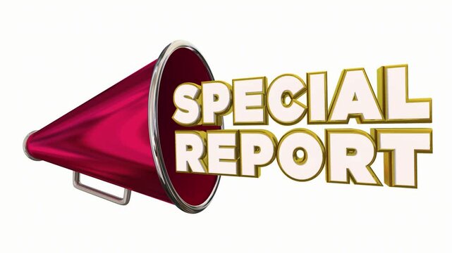 Special Report Bullhorn Megaphone Announcement Important News Update 3d Animation