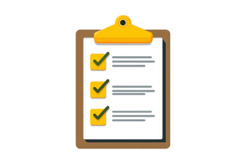 Simplified clipboard featuring checklist icons in a minimalistic style on a clean white background, perfect for organizing tasks elegantly