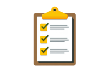 Simplified clipboard featuring checklist icons in a minimalistic style on a clean white background, perfect for organizing tasks elegantly