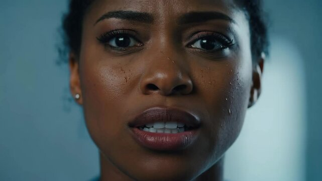 Emotional Strength &ndash; Close-up of a Woman Facing Inner Struggle