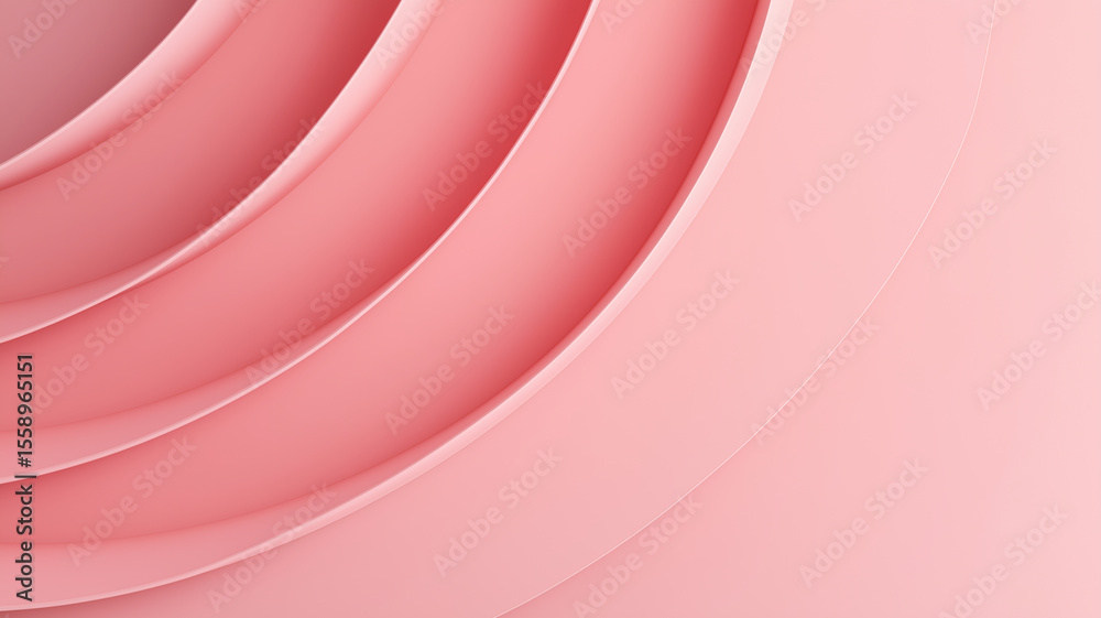 Aufkleber Smooth pastel pink background features clean, minimal curved layers creating soft and elegant abstract design. gentle hues and flowing shapes evoke sense of calm and sophistication