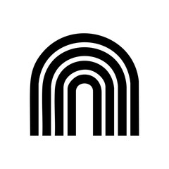 Obraz premium A rounded arch-like icon with vertically extended ends, resembling a stylized door or portal, ideal for branding, tech, or decorative use. 