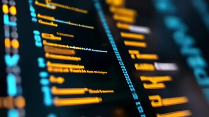 Abstract glowing code screen visual, futuristic tech, data processing concept - Powered by Adobe