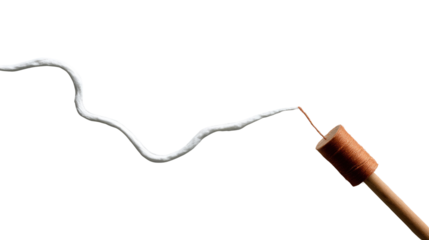 Simplified Fuse with Burn: A simple wooden handle with an attached fuse is seen.