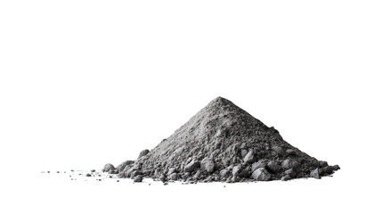 Fototapeta premium Concrete powder on surface: A starkly simple yet compelling shot of a mound of gray concrete powder, perfectly captured with a clean, uncluttered background.