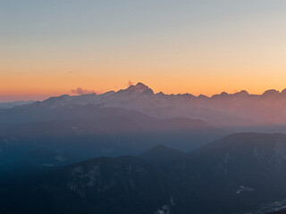 sunrise in the mountains Triglav