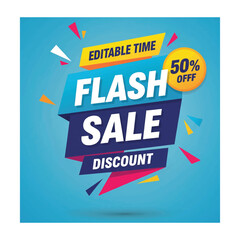 Flash sale announcement 50 percent off editable time