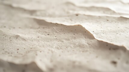 Close up view of layers of thin flatbread with herbs and spices on a light colored surface
