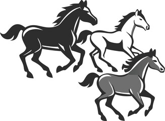 horses-running--trotting--standing--rearing.eps