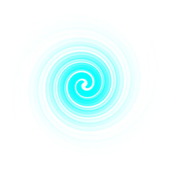 Glowing Neon Spiral Shape with Brush Stroke Accents – Abstract Blue Swirl Design on Transparent Background – PNG Cutout Illustration
