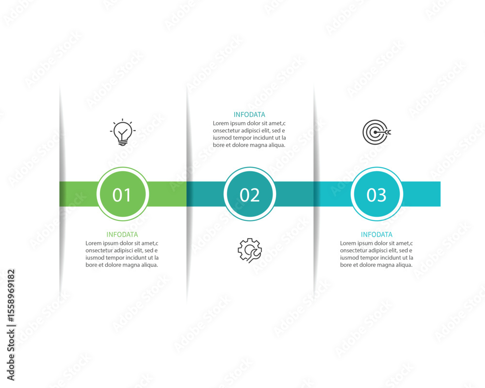 Poster business timeline infographic design template with 3 options. presentation, plan and project. vector