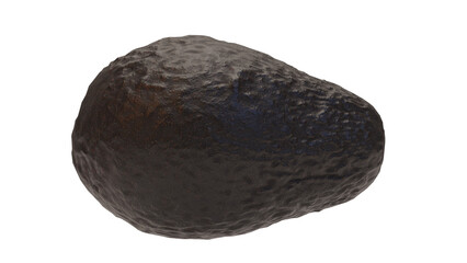 realistic 3d avocado model on transparent background with detailed rough skin texture, healthy tropical fruit isolated for food and nutrition design