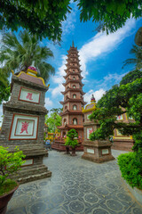 Pagoda of Tran Quoc temple in West Lake, Hanoi.