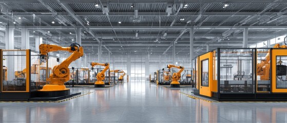 The advanced robotics systems in a modern industrial manufacturing facility.