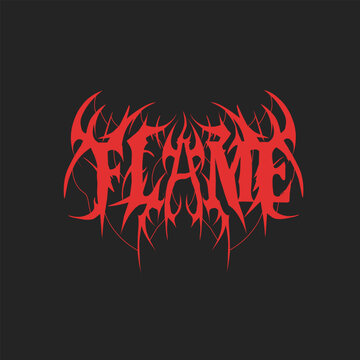 Flame-inspired red death metal logo with sharp, thorny edges radiating chaos and intensity on a dark background.
