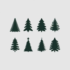set of christmas trees