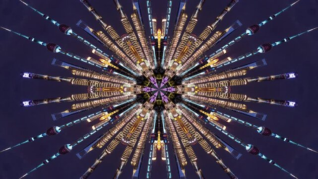 Shanghai city skyline tiny planet