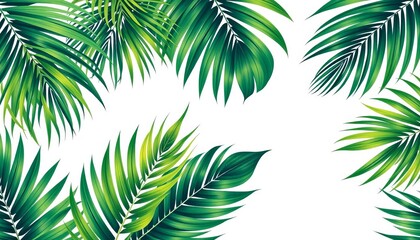 Fototapeta premium Vibrant green tropical palm leaf pattern, ideal for summer designs, exotic, background