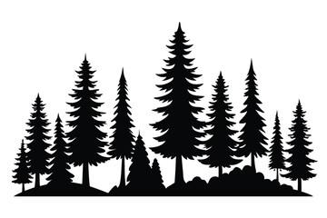 Obraz premium Silhouetted evergreen trees forest landscape illustration