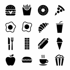 fast food icons set