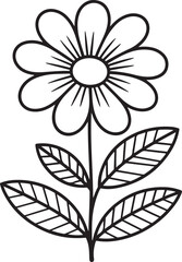 sunflower, petals, bloom, nature, garden, yellow, center, round, outline, drawing, kids, crayon, sketch, sun, leaf, tall,