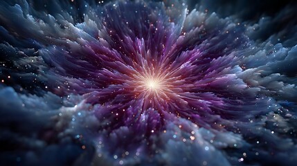 Cosmic Bloom: An Ethereal Nebula of Purple, Blue, and Sparkling Stardust