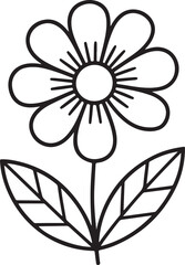 sunflower, petals, bloom, nature, garden, yellow, center, round, outline, drawing, kids, crayon, sketch, sun, leaf, tall,