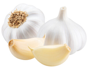 Crushed Garlic with Whole Clove and Skin, Macro Angle, Transparent PNG