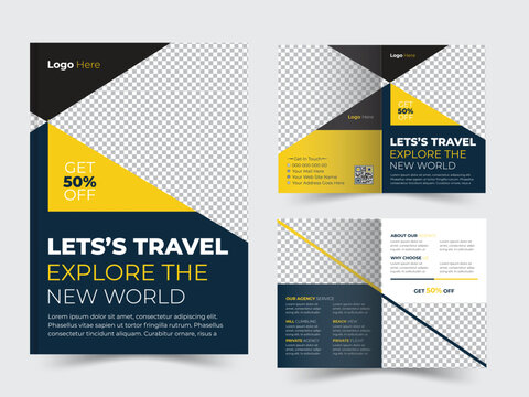 Creative Travel Bi fold brochure or flyer design. Travel bifold brochure design template.