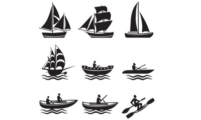 ship and boat icon set. water transport symbol.