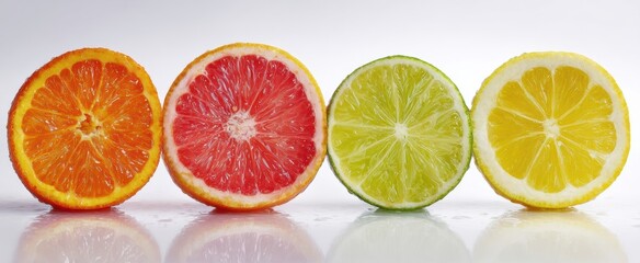 Obraz premium The vibrant slices of citrus fruits showcasing freshness and colorful appeal.