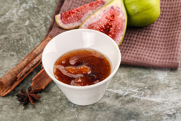 Sweet fig jam in the bowl